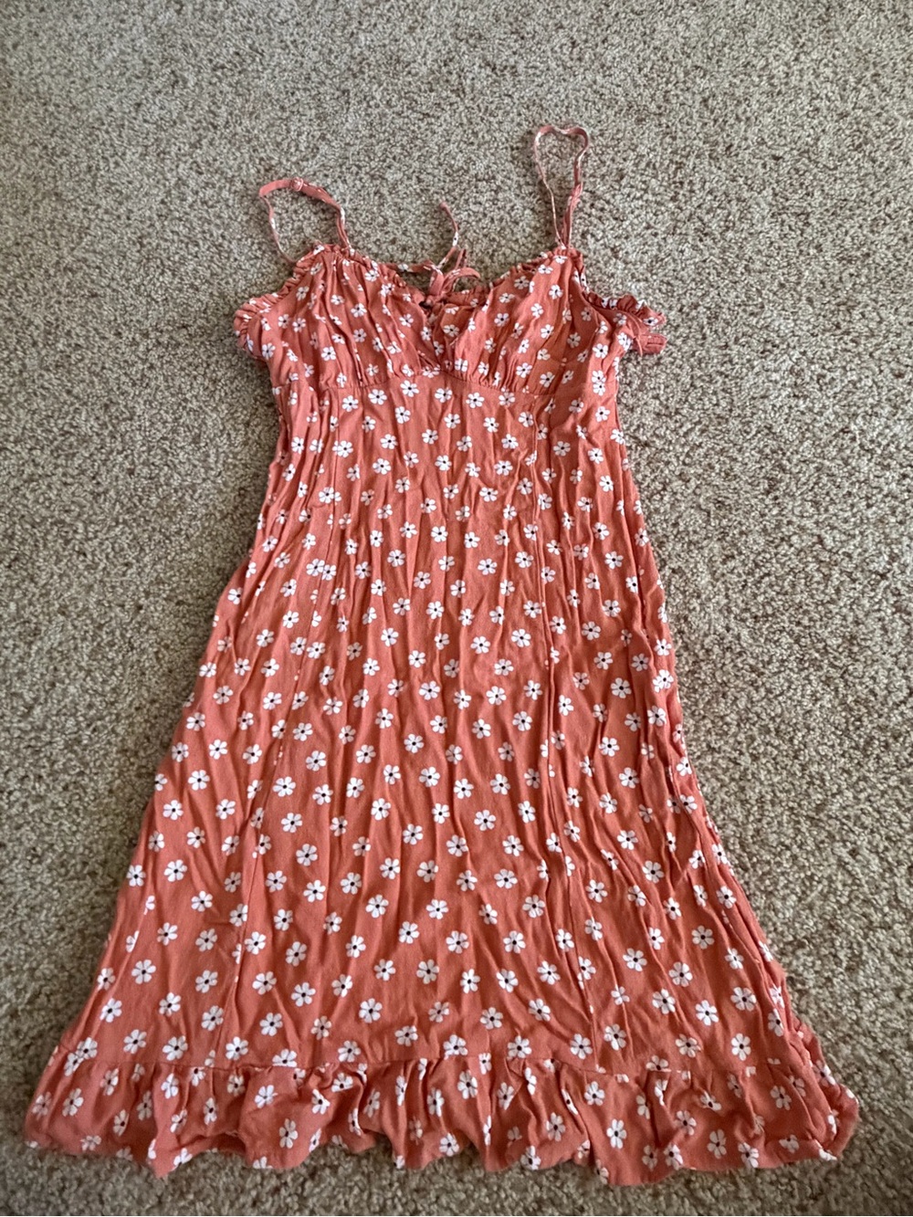 T.J.Maxx Coral Mini Dress with White Daisy Print